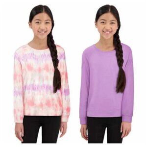 NEW Lucky Brand Pack of 2 Set Long Sleeve Knit Tie Dyed Solid Pullover top Shirt